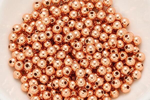 Silv26 2mm, 2.5mm, 3mm, 4mm 925 Sterling Silver Beads Rose Gold Plated