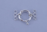 SSC212 5pcs three-strand 14.5mm sterling silver spring rings clasps