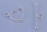 SSC30 5pcs 10*13.5mm heart 925 sterling silver toggle clasps