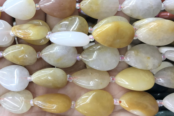 TEAR09 15 inches 13*18mm flat teardrop yellow jade beads