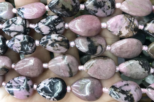 TEAR14 15 inches 13*18mm flat teardrop rhodonite gemstone beads