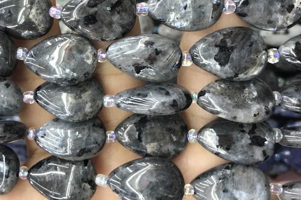 TEAR34 15 inches 13*18mm flat teardrop black labradorite beads