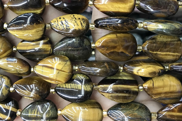 TEAR37 15 inches 13*18mm flat teardrop yellow tiger eye beads