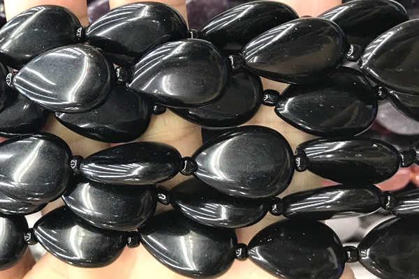 TEAR38 15 inches 13*18mm flat teardrop onyx gemstone beads