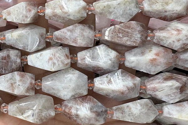 TEAR41 15 inches 10*20mm - 13*23mm faceted freeform teardrop sunstone beads