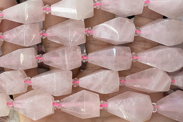 TEAR42 15 inches 10*20mm - 13*23mm faceted freeform teardrop rose quartz beads