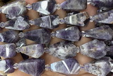 TEAR47 15 inches 10*20mm - 13*23mm faceted freeform teardrop amethyst beads