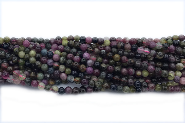 TPUR08 15 inches 4mm round tourmaline gemstone beads